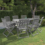 vidaXL 7-piece Garden Dining Set Solid Acacia Wood Grey