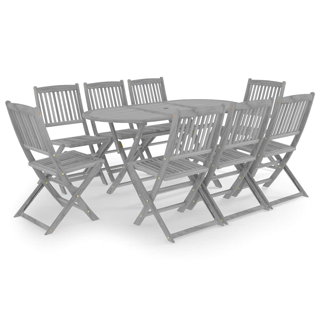 vidaXL 7-piece Garden Dining Set Solid Acacia Wood Grey