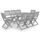 vidaXL 7-piece Garden Dining Set Solid Acacia Wood Grey
