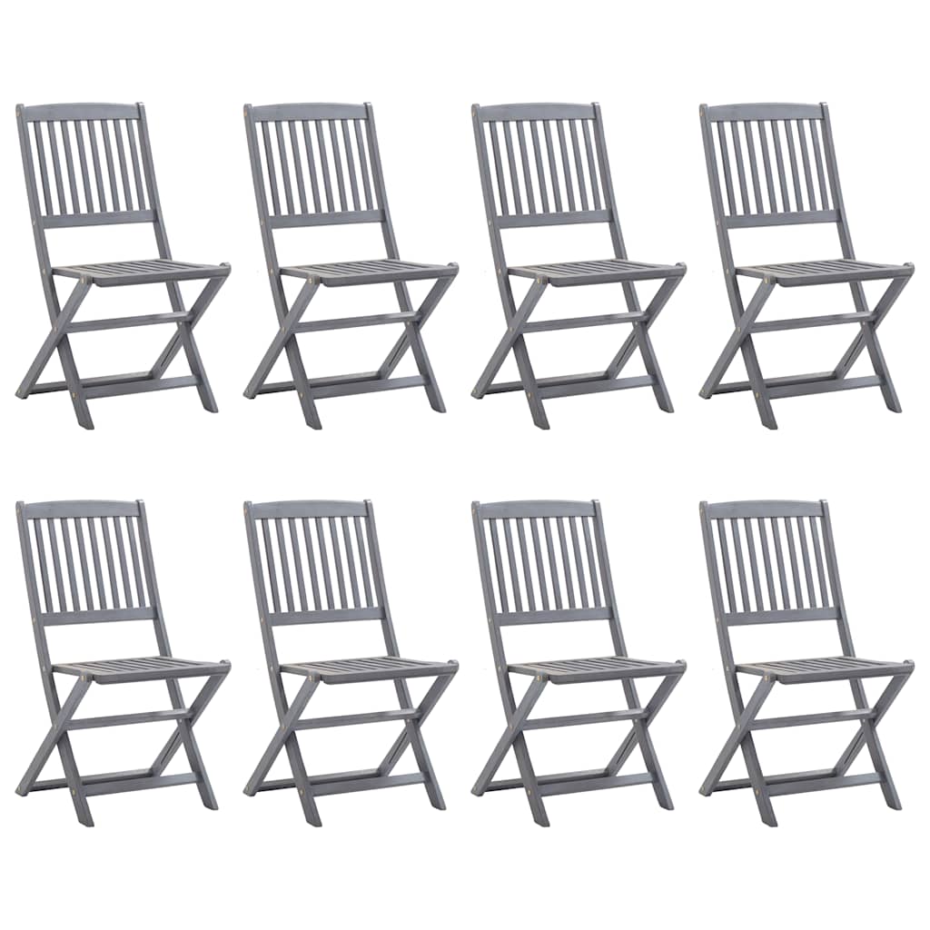 vidaXL 7-piece Garden Dining Set Solid Acacia Wood Grey