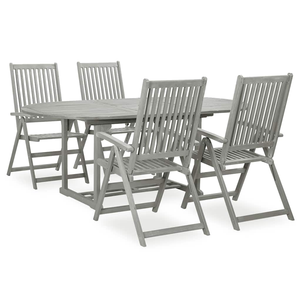 vidaXL 5-delige tuinset (150-200)x100cm massief acaciahout grijs