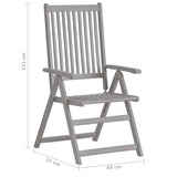 vidaXL 5-delige tuinset (150-200)x100cm massief acaciahout grijs
