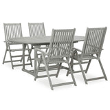 vidaXL 5-delige tuinset (150-200)x100cm massief acaciahout grijs