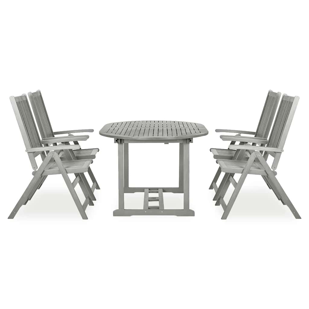 vidaXL 5-delige tuinset (150-200)x100cm massief acaciahout grijs