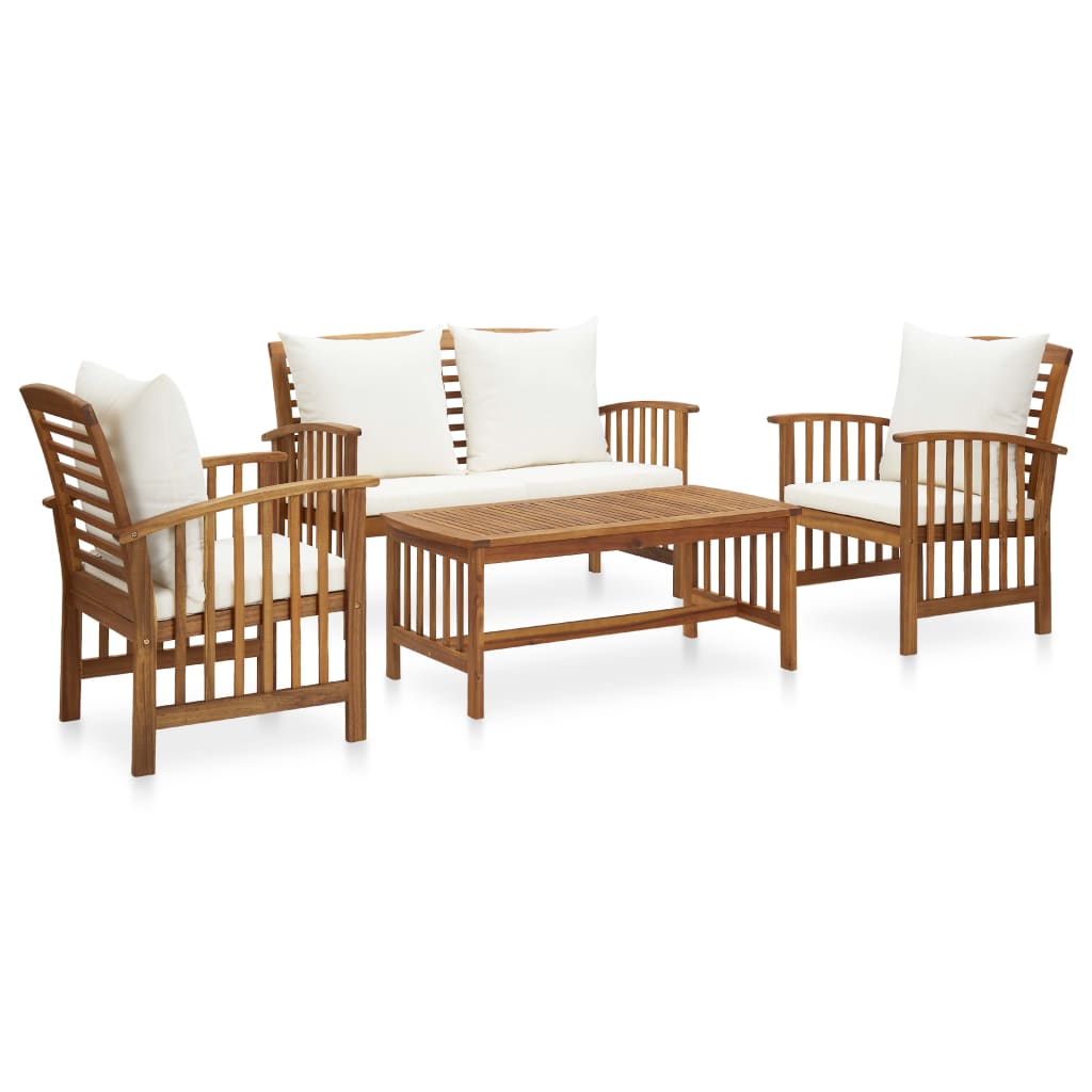 vidaXL 4-Piece Solid Acacia Wood Lounge Set
