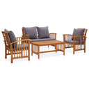 vidaXL 4-delige Loungeset massief acaciahout