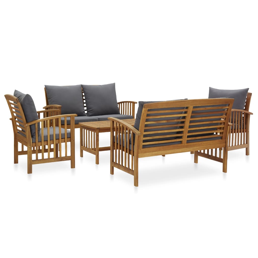 vidaXL 4-Piece Solid Acacia Wood Lounge Set