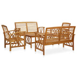 vidaXL 4-Piece Solid Acacia Wood Lounge Set