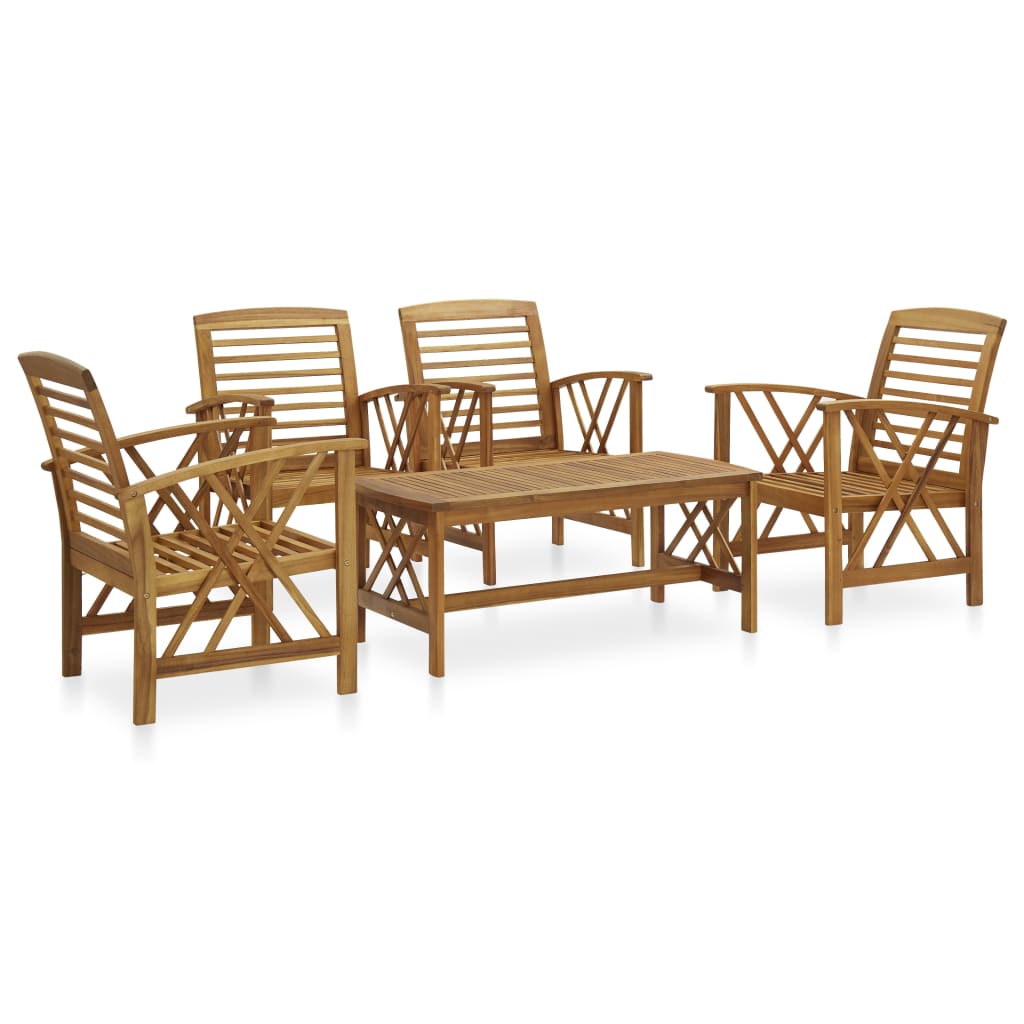 vidaXL 4-Piece Solid Acacia Wood Lounge Set
