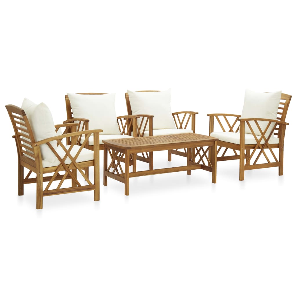 vidaXL 4-Piece Solid Acacia Wood Lounge Set