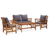 vidaXL 4-Piece Solid Acacia Wood Lounge Set