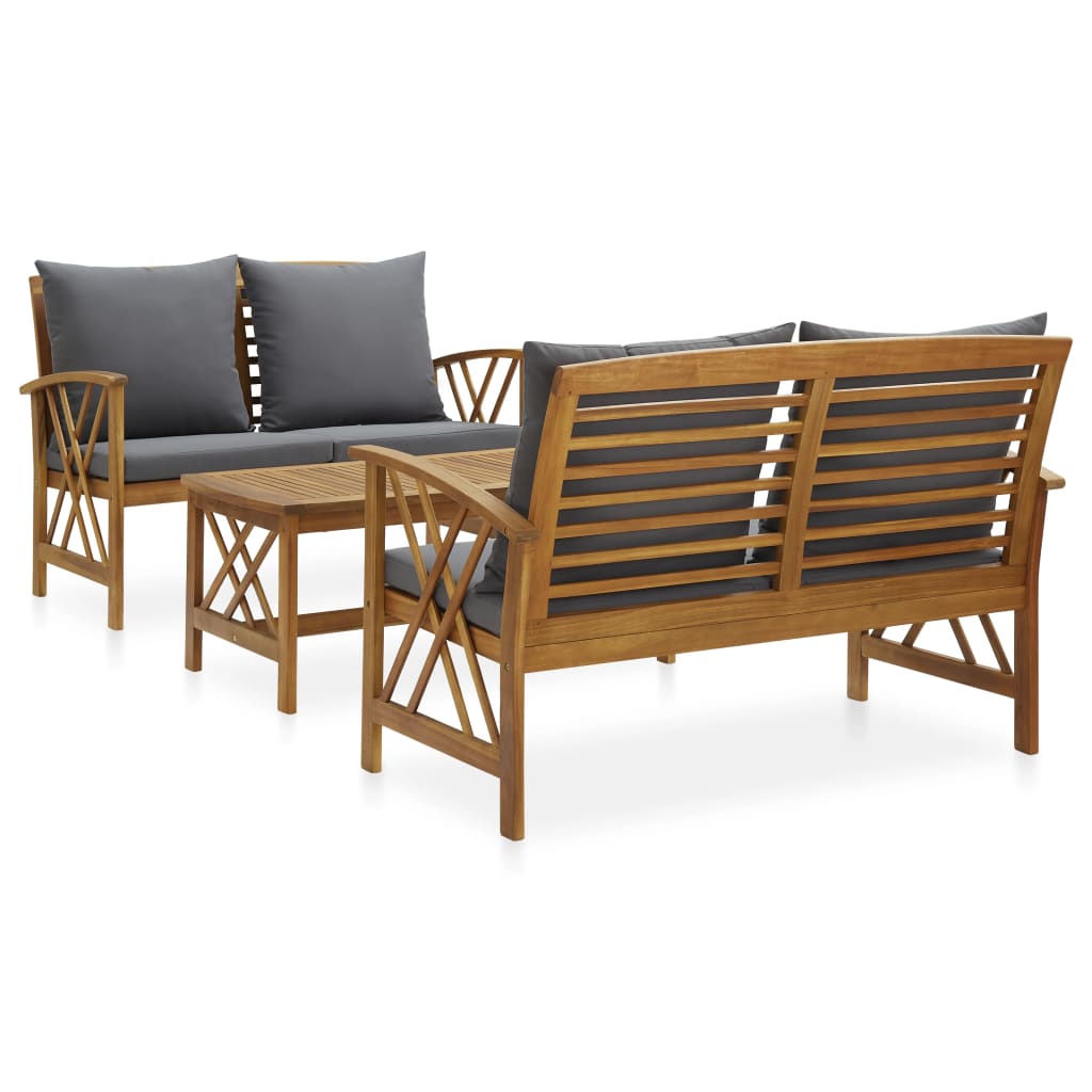 vidaXL 4-Piece Solid Acacia Wood Lounge Set