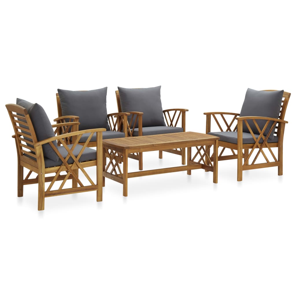 vidaXL 4-Piece Solid Acacia Wood Lounge Set