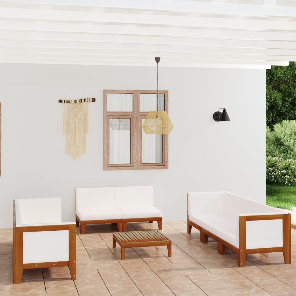 vidaXL 7-Piece Lounge Set with Cushions Solid Acacia Wood