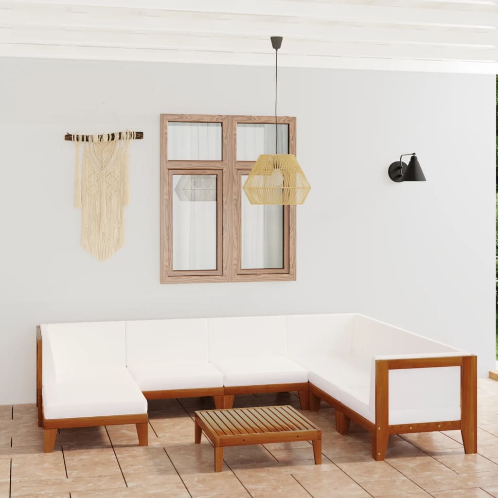 vidaXL 7-Piece Lounge Set with Cushions Solid Acacia Wood
