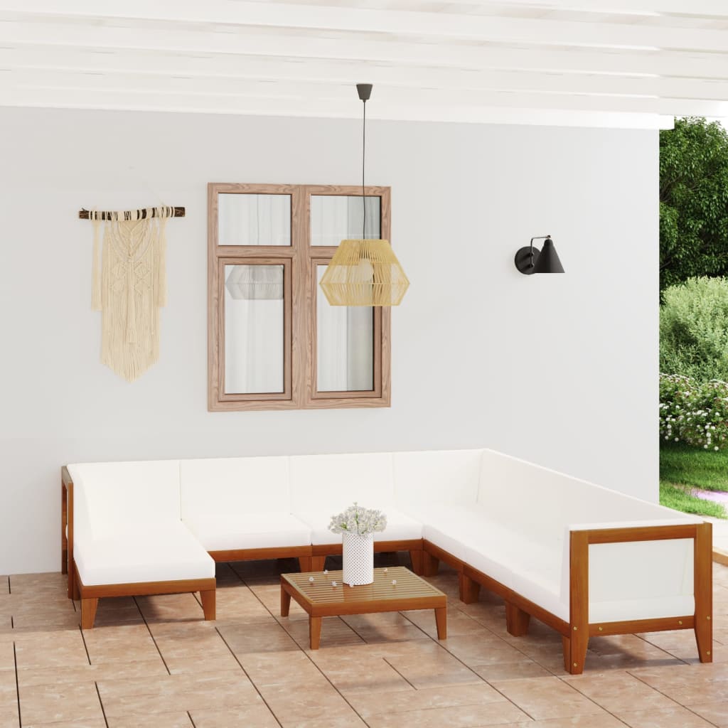 vidaXL 7-Piece Lounge Set with Cushions Solid Acacia Wood