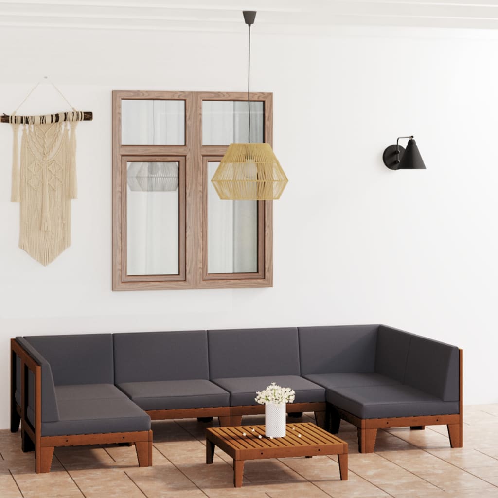 vidaXL 7-Piece Lounge Set with Cushions Solid Acacia Wood