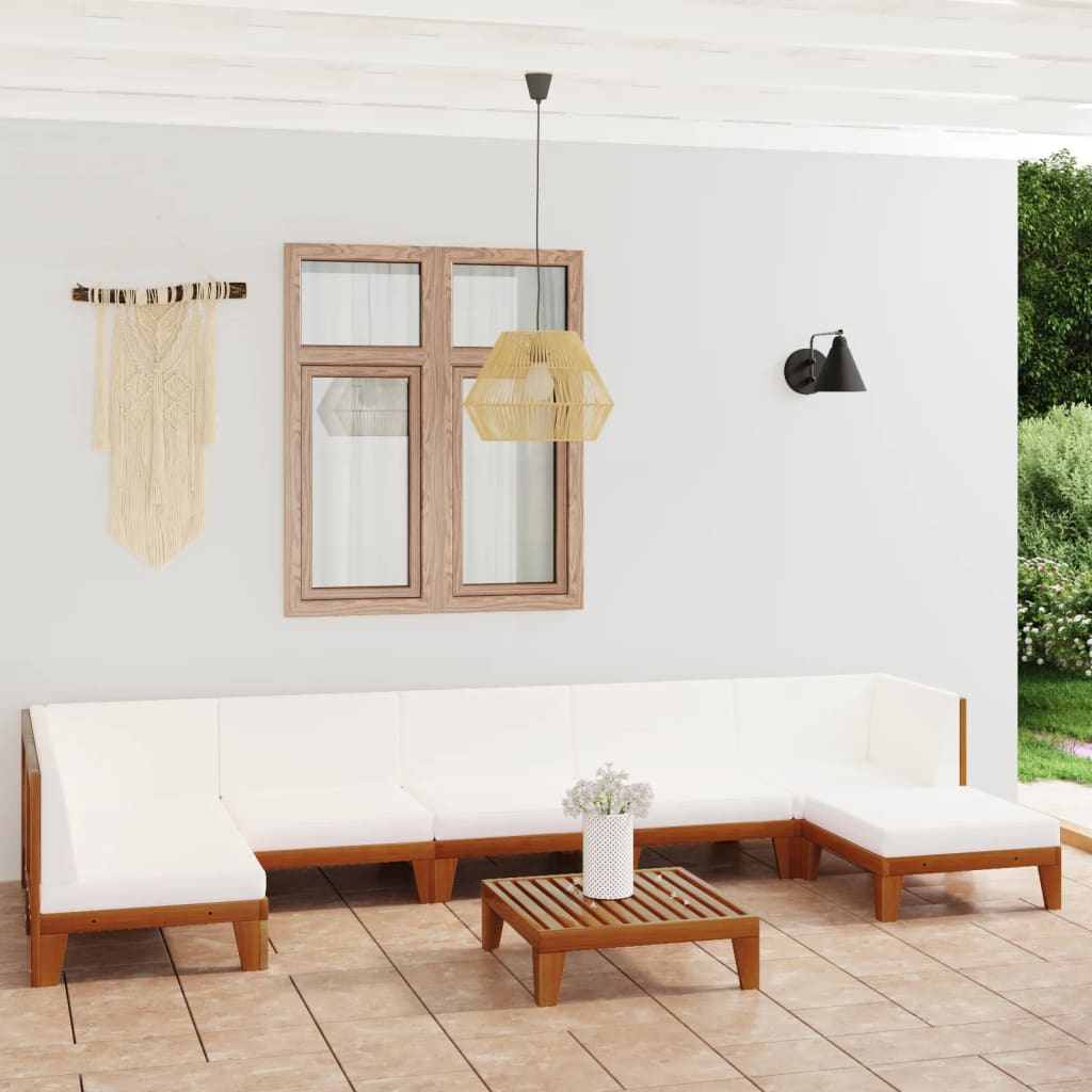vidaXL 7-Piece Lounge Set with Cushions Solid Acacia Wood