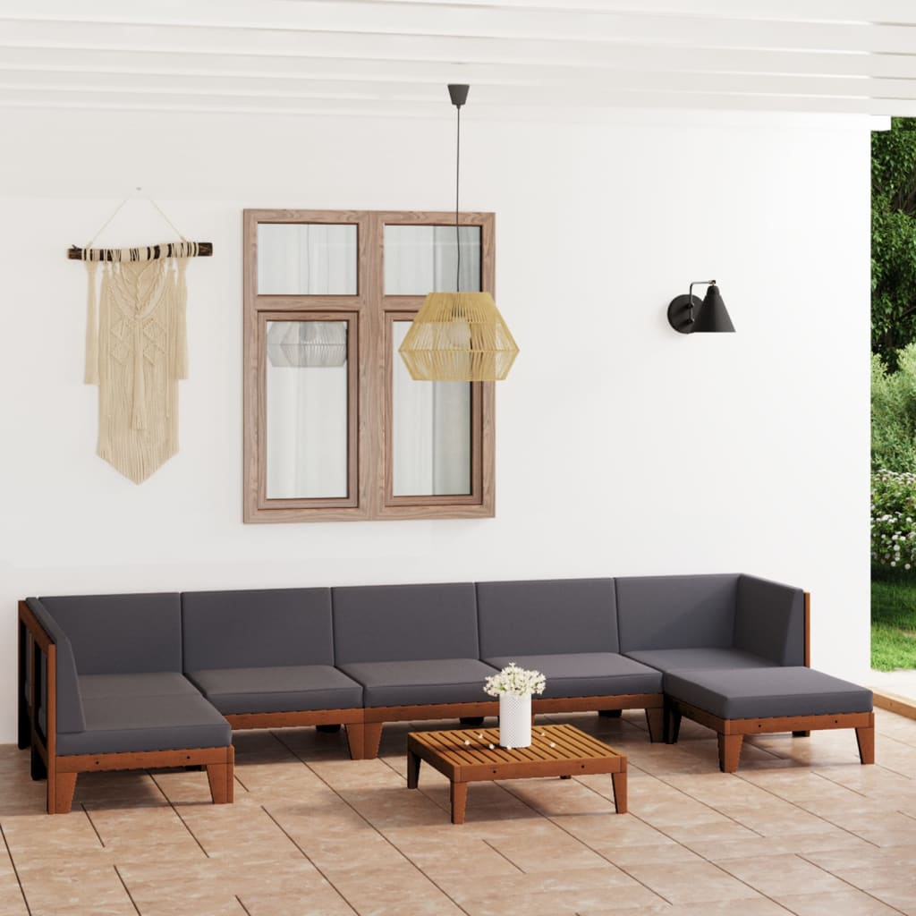 vidaXL 7-Piece Lounge Set with Cushions Solid Acacia Wood