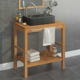 vidaXL Solid Teak Vanity Cabinet with Marble Sink Black