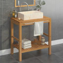 vidaXL Solid Teak Vanity Cabinet with Marble Sink Black