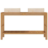 vidaXL Solid Teak Vanity Cabinet with Marble Sink Black
