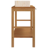 vidaXL Solid Teak Vanity Cabinet with Marble Sink Black