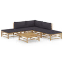 vidaXL 6-delige Loungeset met crèmewitte kussens bamboe