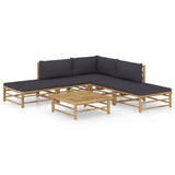 vidaXL 6-Piece Lounge Set with Cream White Cushions Bamboo