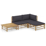 vidaXL 6-Piece Lounge Set with Cream White Cushions Bamboo
