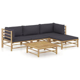 vidaXL 6-Piece Lounge Set with Cream White Cushions Bamboo