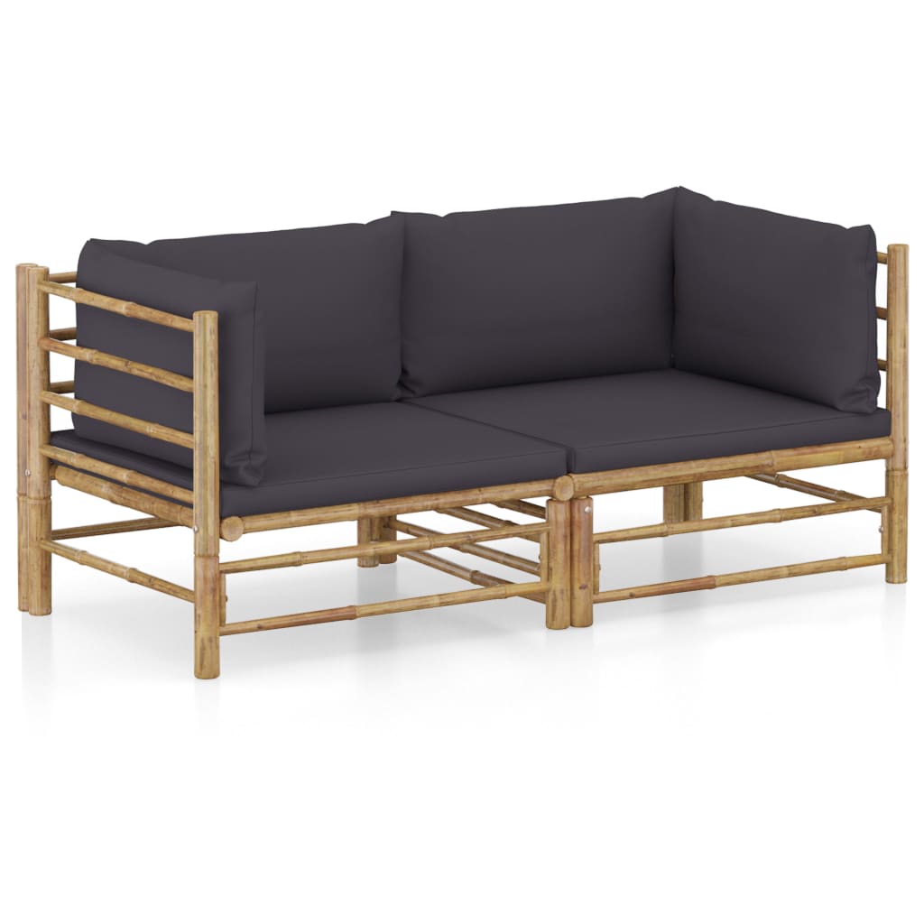 vidaXL 6-Piece Lounge Set with Cream White Cushions Bamboo