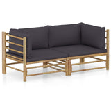 vidaXL 6-Piece Lounge Set with Cream White Cushions Bamboo