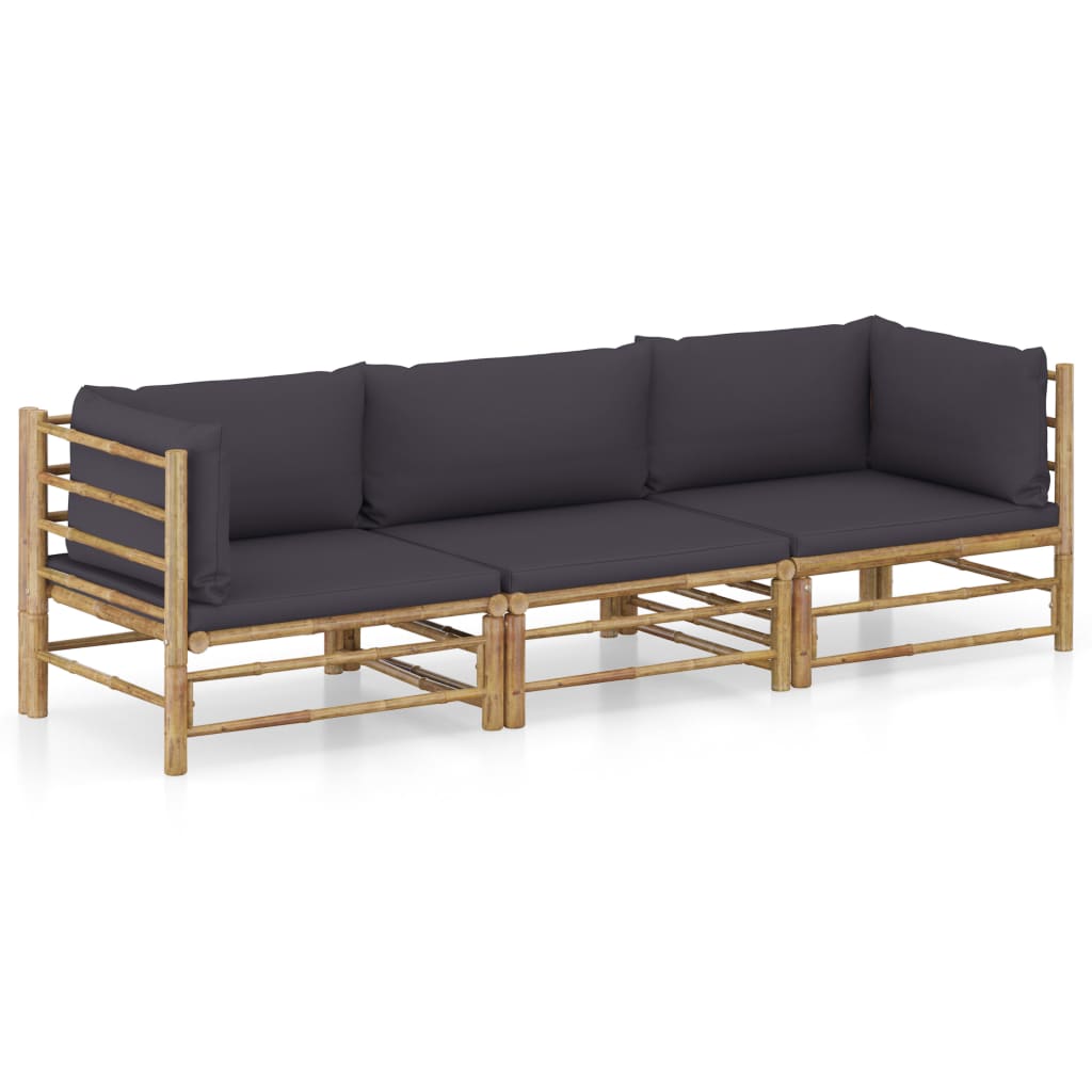 vidaXL 6-Piece Lounge Set with Cream White Cushions Bamboo