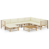 vidaXL 6-Piece Lounge Set with Cream White Cushions Bamboo
