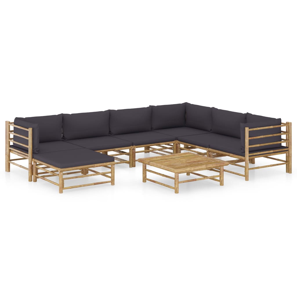 vidaXL 6-Piece Lounge Set with Cream White Cushions Bamboo