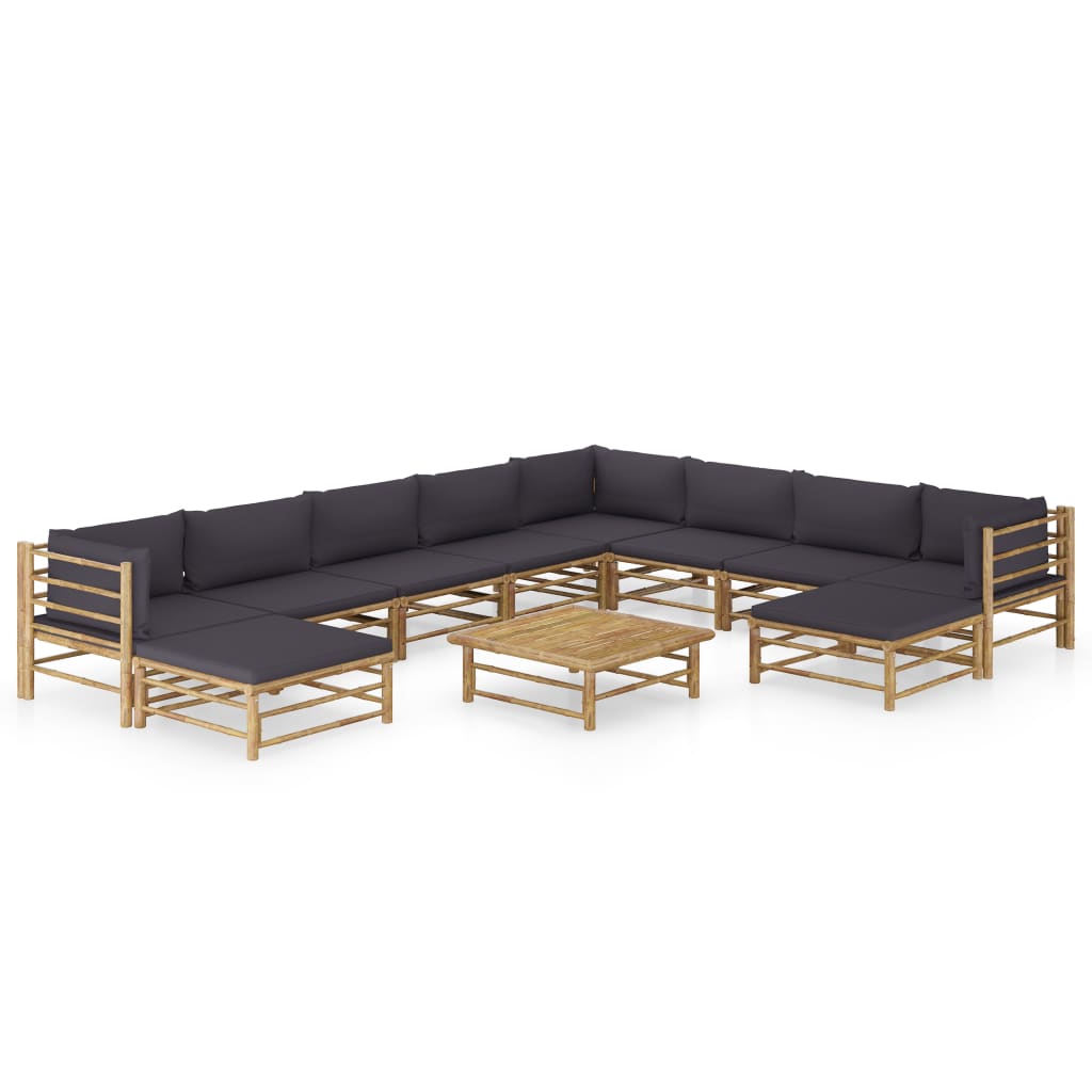 vidaXL 6-Piece Lounge Set with Cream White Cushions Bamboo