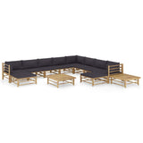 vidaXL 6-Piece Lounge Set with Cream White Cushions Bamboo