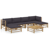 vidaXL 6-Piece Lounge Set with Cream White Cushions Bamboo