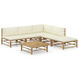 vidaXL 6-Piece Lounge Set with Cream White Cushions Bamboo