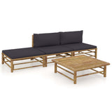 vidaXL 6-Piece Lounge Set with Cream White Cushions Bamboo