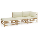 vidaXL 6-Piece Lounge Set with Cream White Cushions Bamboo