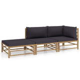 vidaXL 6-Piece Lounge Set with Cream White Cushions Bamboo