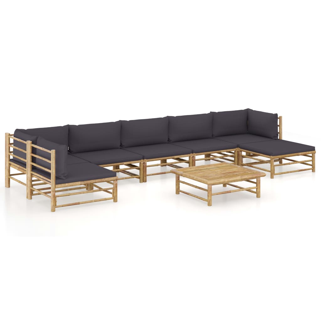 vidaXL 6-Piece Lounge Set with Cream White Cushions Bamboo