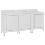 vidaXL Werktafel met kast commercieel 60x60x96 cm roestvrij staal