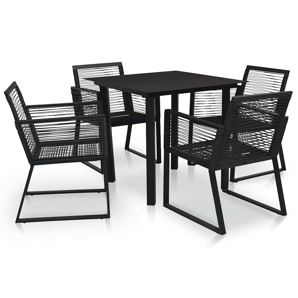 vidaXL 5-delige Tuinset PVC-rattan zwart