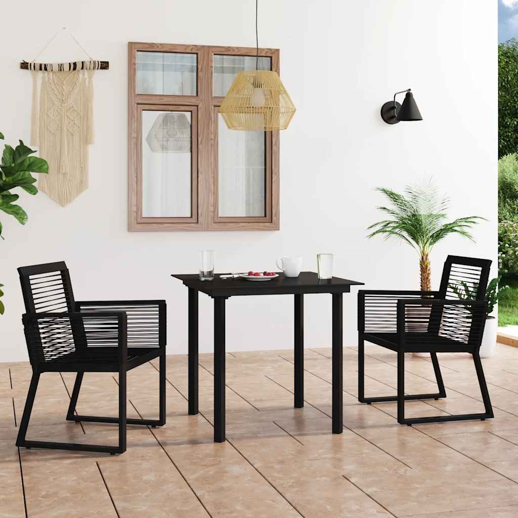 vidaXL 5-delige Tuinset PVC-rattan zwart