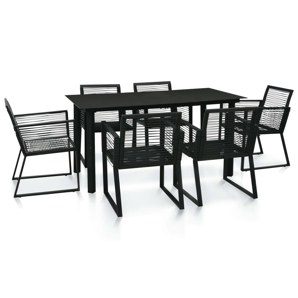 vidaXL 7-delige Tuinset PVC-rattan zwart