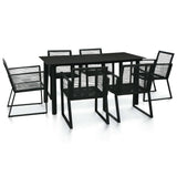 vidaXL 7-delige Tuinset PVC-rattan zwart