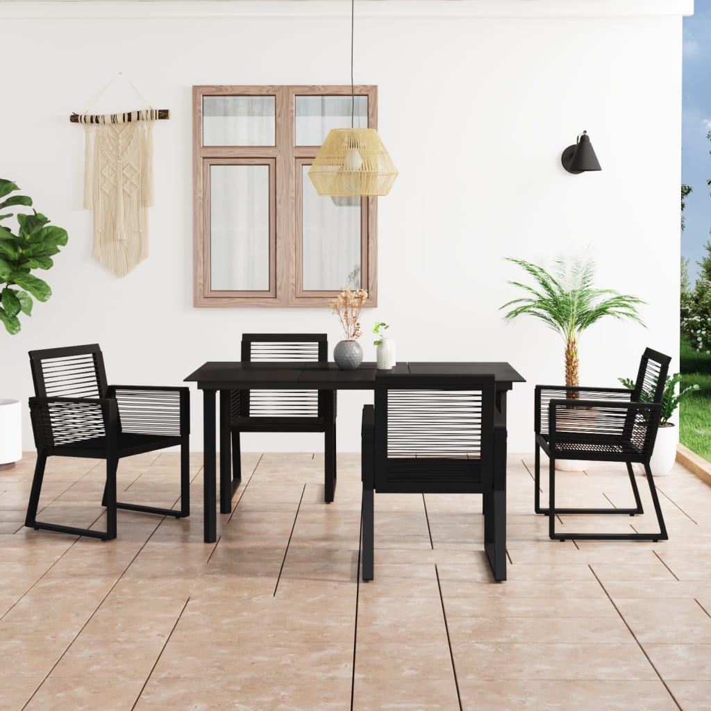 vidaXL 7-delige Tuinset PVC-rattan zwart